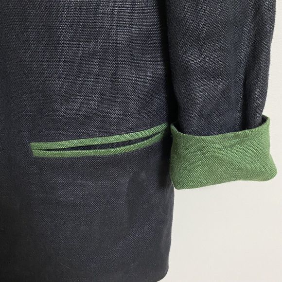 H Moser Linen Blazer Jacket Size 36‎ Mode Aus Salzburg Austrian Antler Edelweiss - Picture 11 of 12